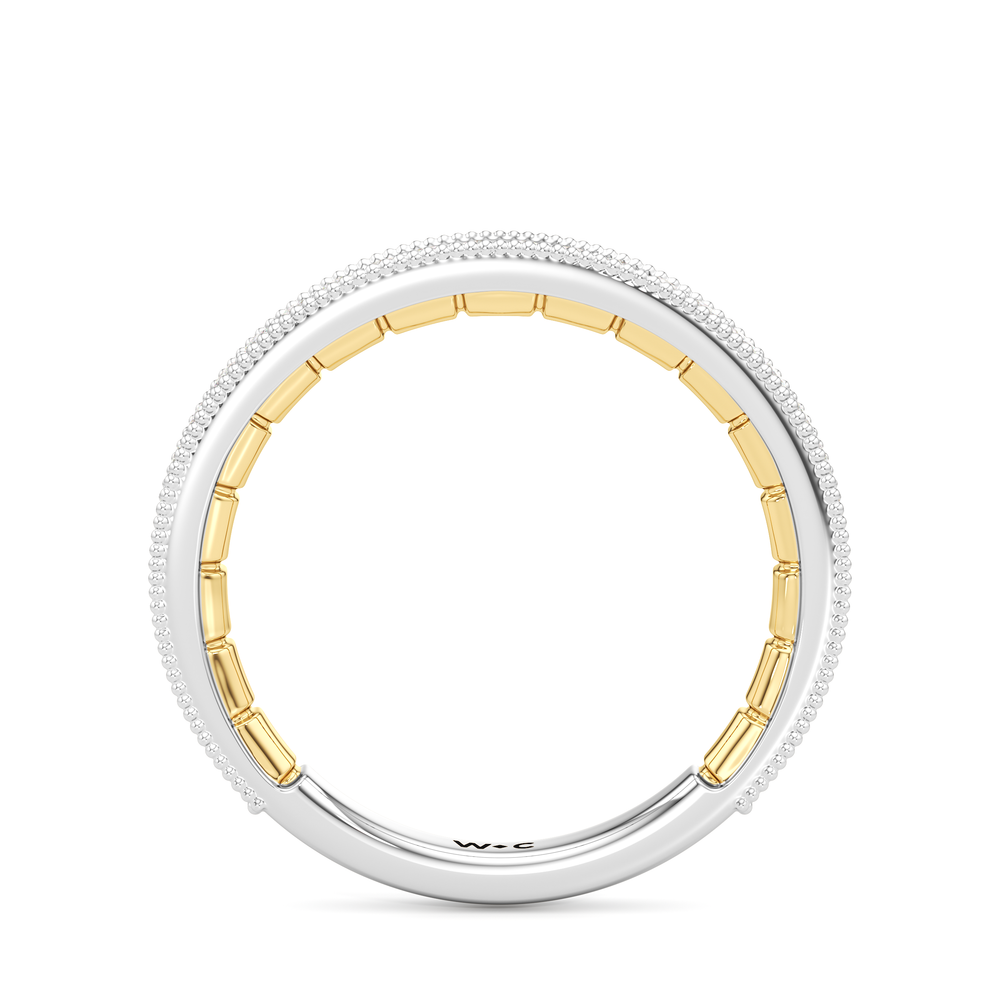 The Mercer East West Bezel Diamond Wedding Band with 18KT White & Yellow Gold Cut Diamond in 14KT White & Yellow Gold view 4

