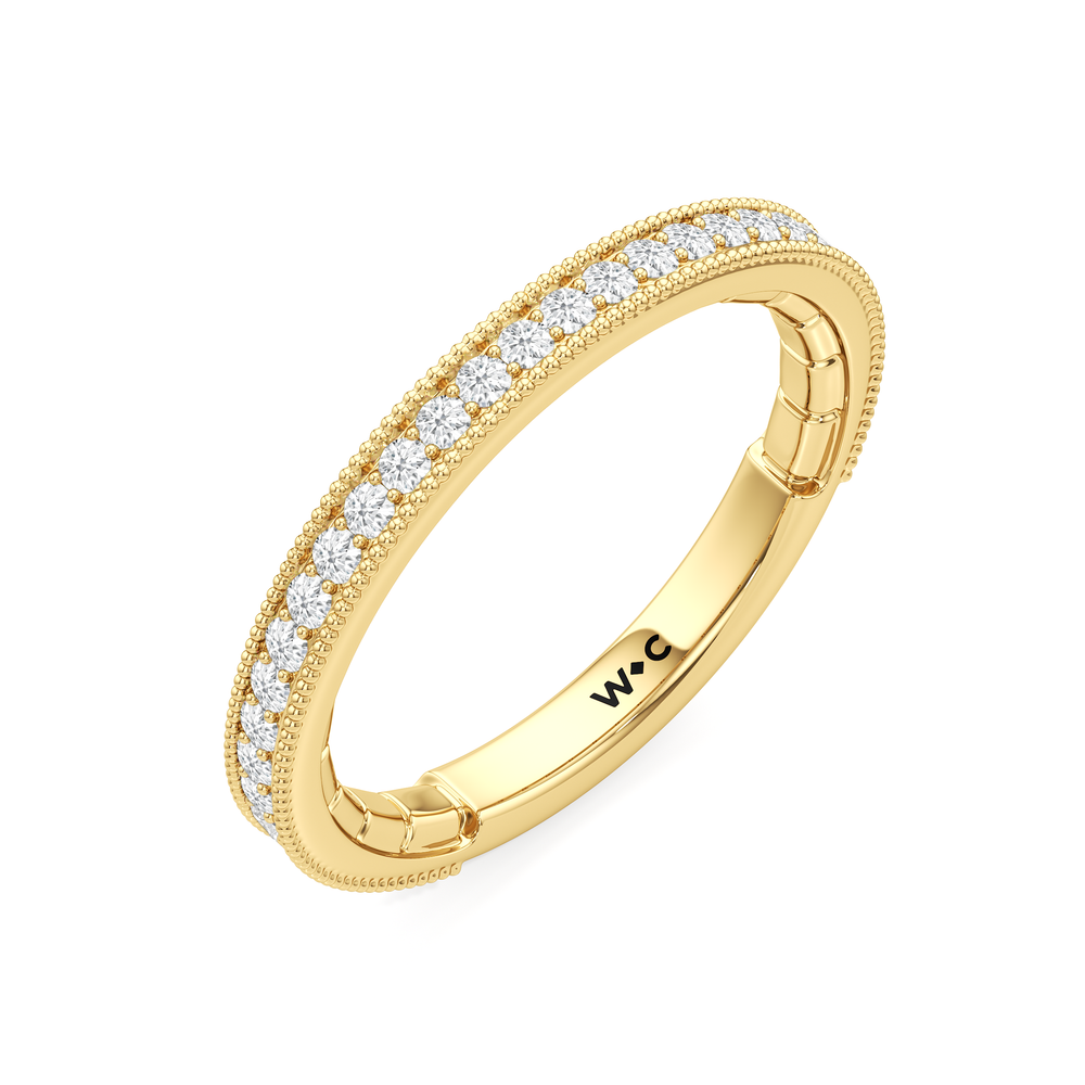 The Mercer East West Bezel Diamond Wedding Band with 18KT Yellow Gold Cut Diamond in 14KT Yellow Gold view 5
