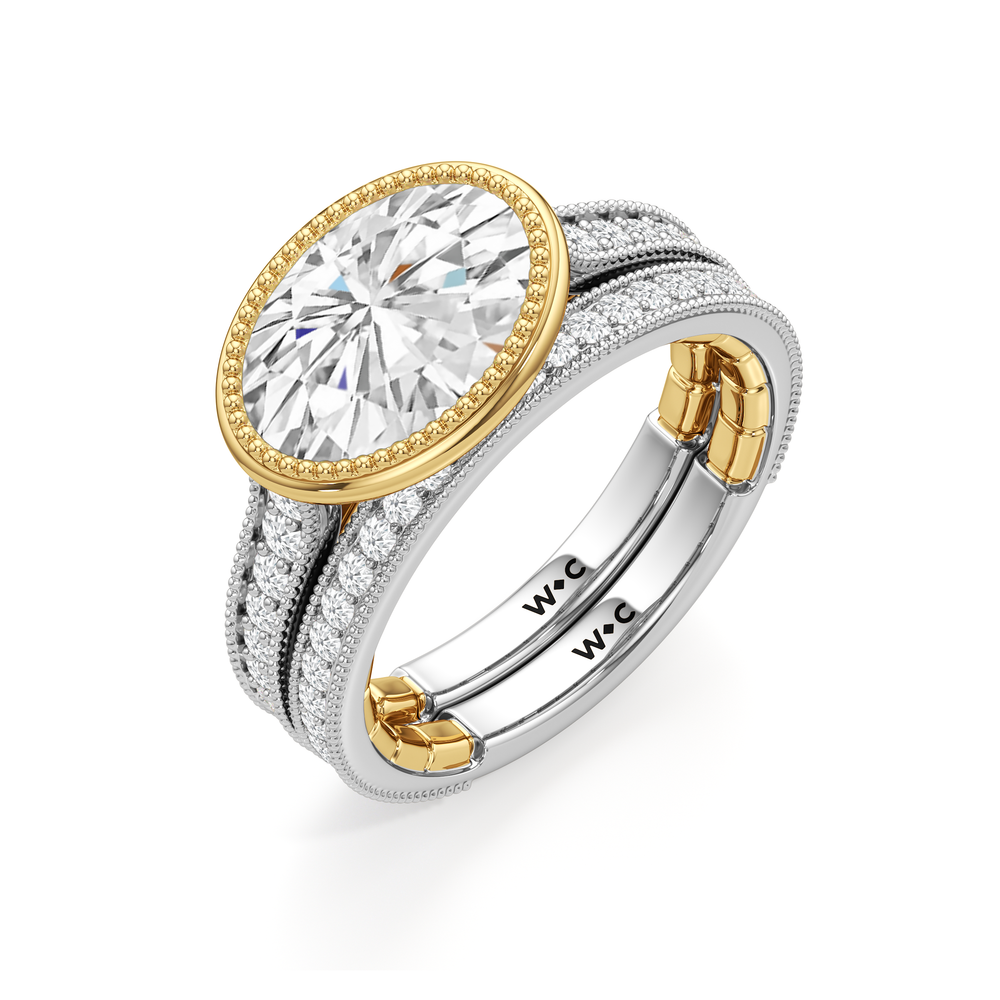 West Oval Cut The Garland Ring with Lab Grown Diamond in 14KT White & Yellow Gold view 7
