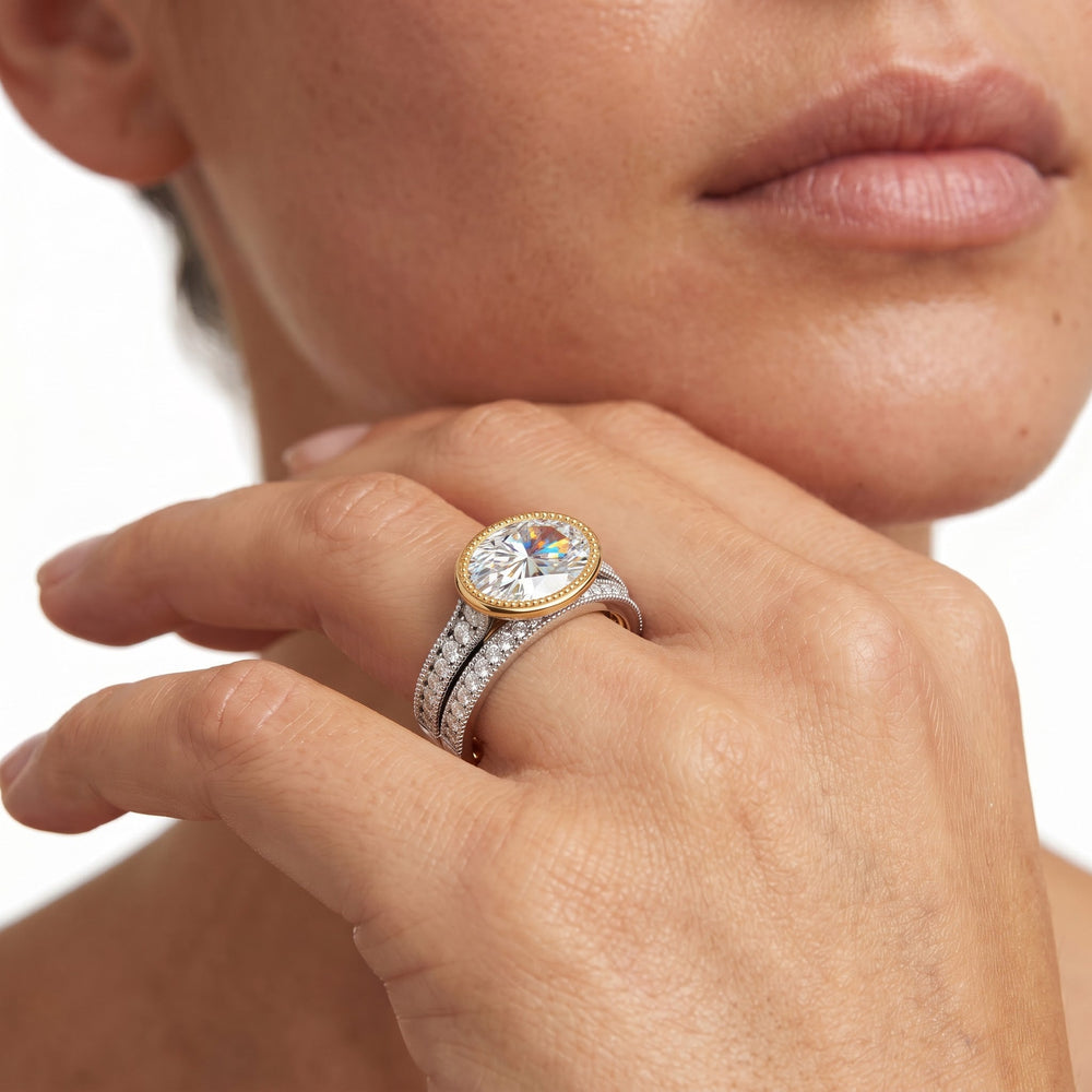 The Mercer East West Bezel Diamond Wedding Band with 18KT Yellow Gold Cut Diamond in 14KT Yellow Gold view 3
