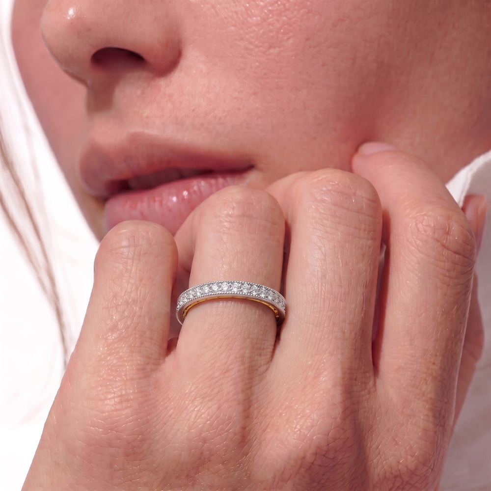 The Mercer East West Bezel Diamond Wedding Band with 18KT Yellow Gold Cut Diamond in 14KT Yellow Gold view 2

