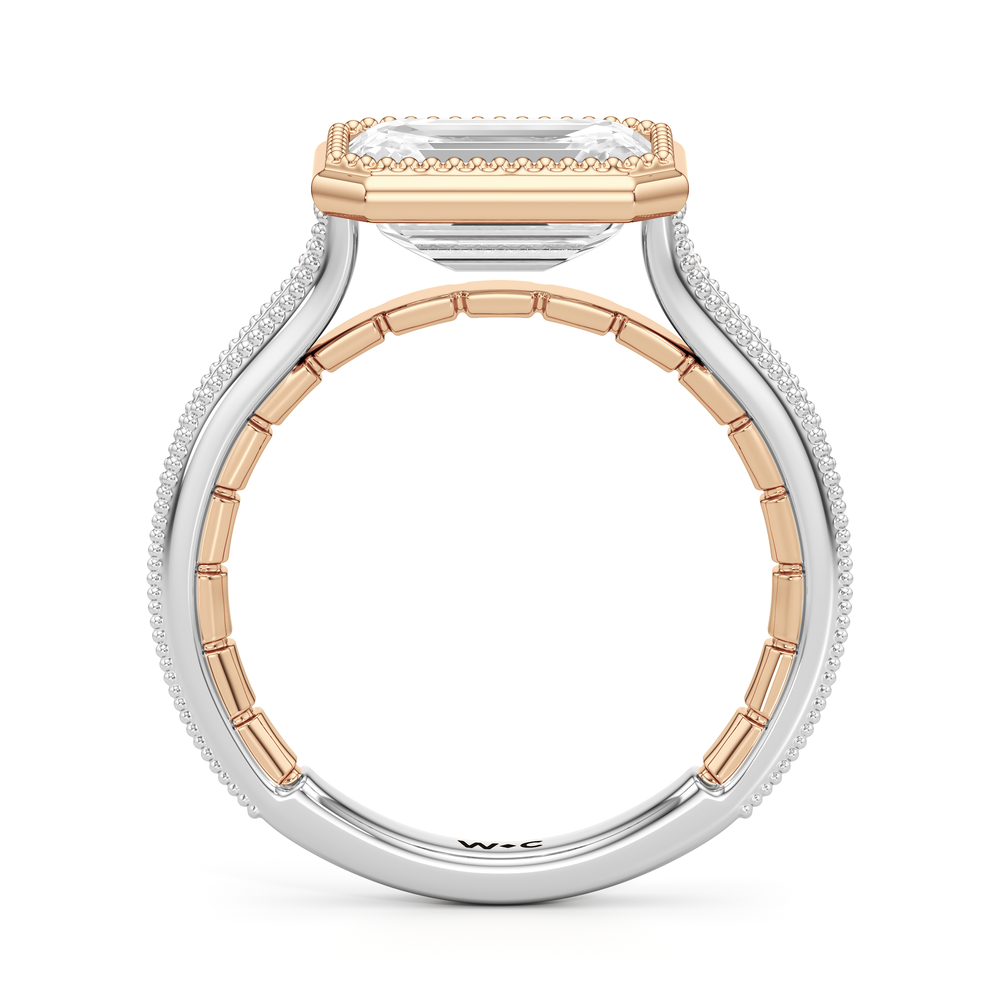 West Emerald Cut The Garland Ring with Lab Grown Diamond in 14KT White & Rose Gold view 5
