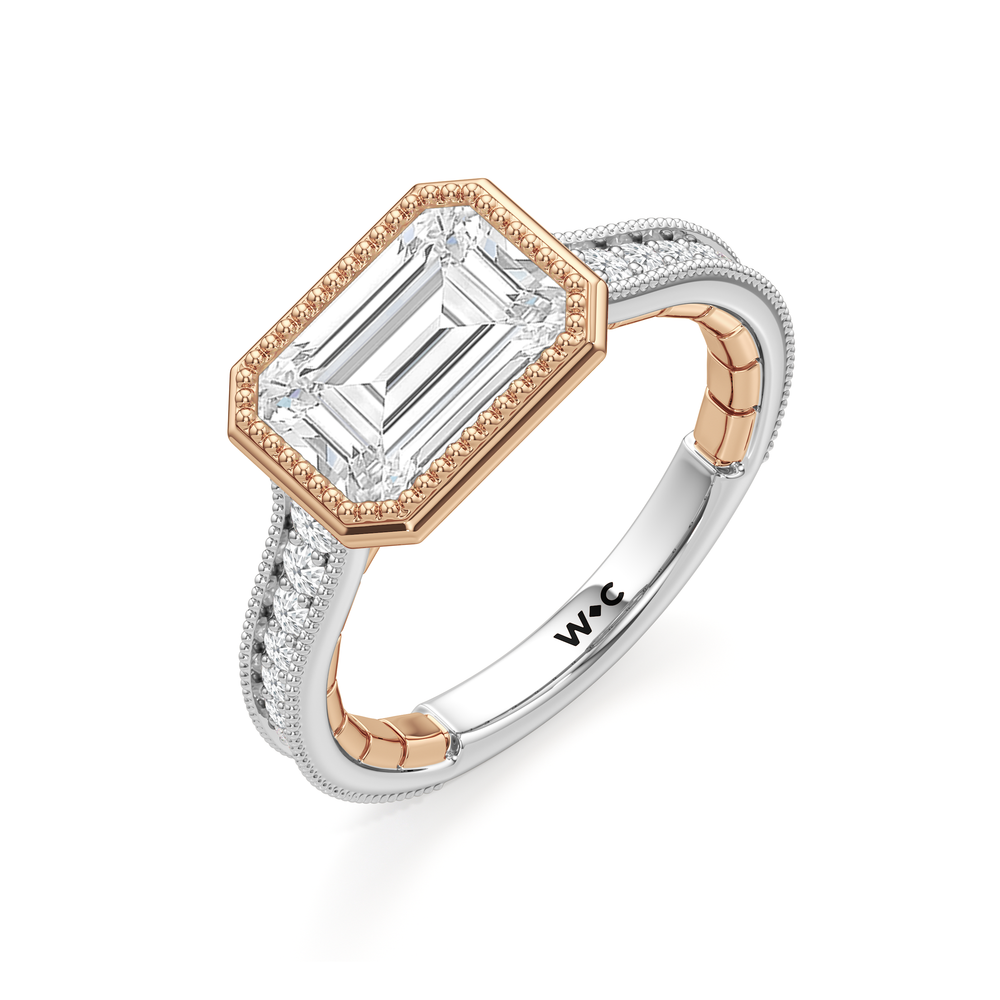 West Emerald Cut The Garland Ring with Lab Grown Diamond in 14KT White & Rose Gold view 6
