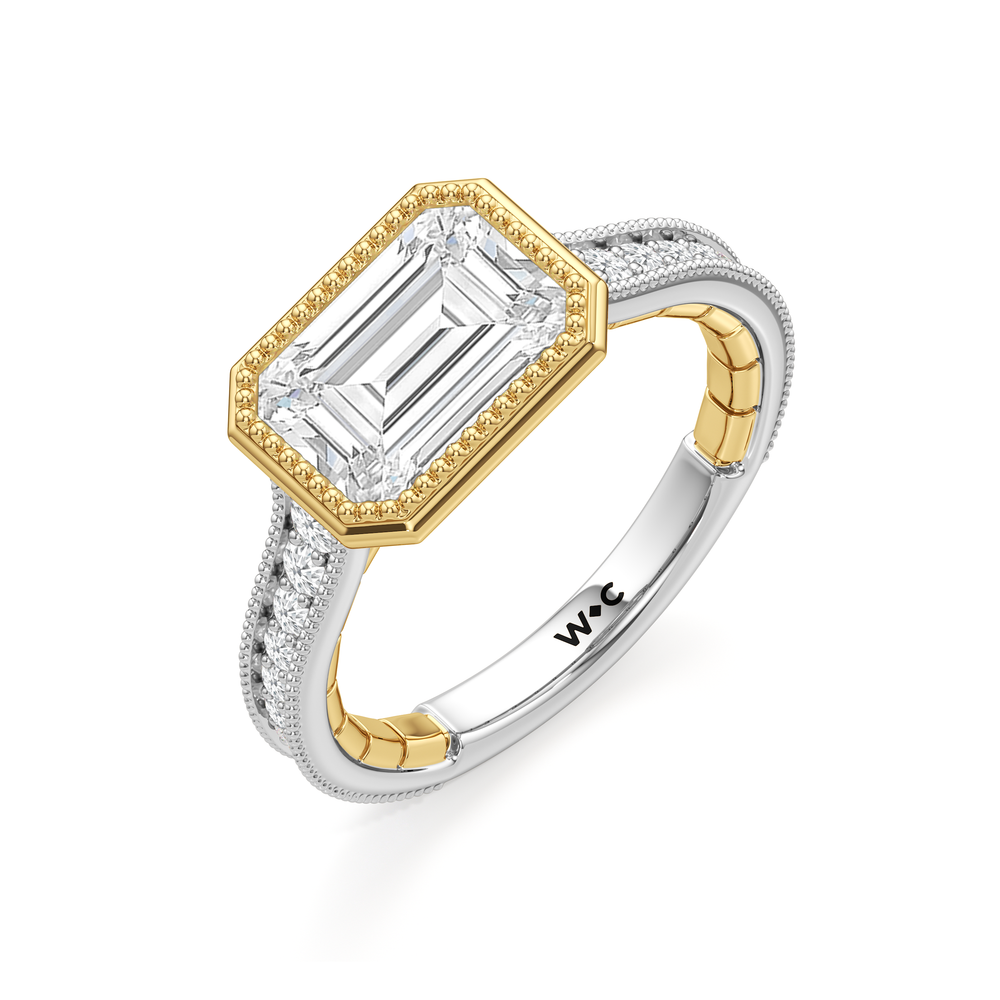 West Emerald Cut The Garland Ring with Lab Grown Diamond in 14KT White & Yellow Gold view 6
