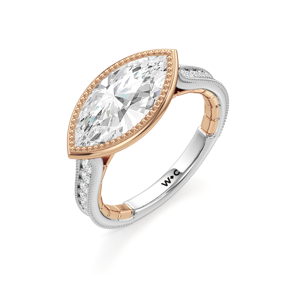 West Marquise Cut The Garland Ring with Lab Grown Diamond in 14KT White & Rose Gold view 6
