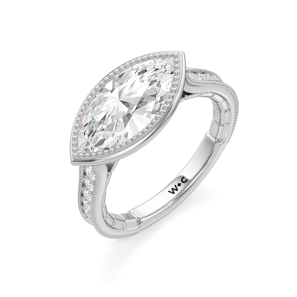West Marquise Cut The Garland Ring with Lab Grown Diamond in 14KT Platinum view 6
