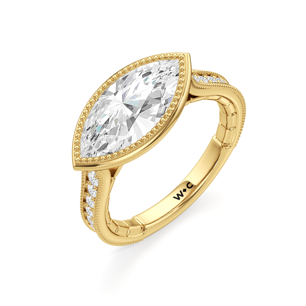 West Marquise Cut The Garland Ring with Lab Grown Diamond in 14KT Yellow Gold view 6
