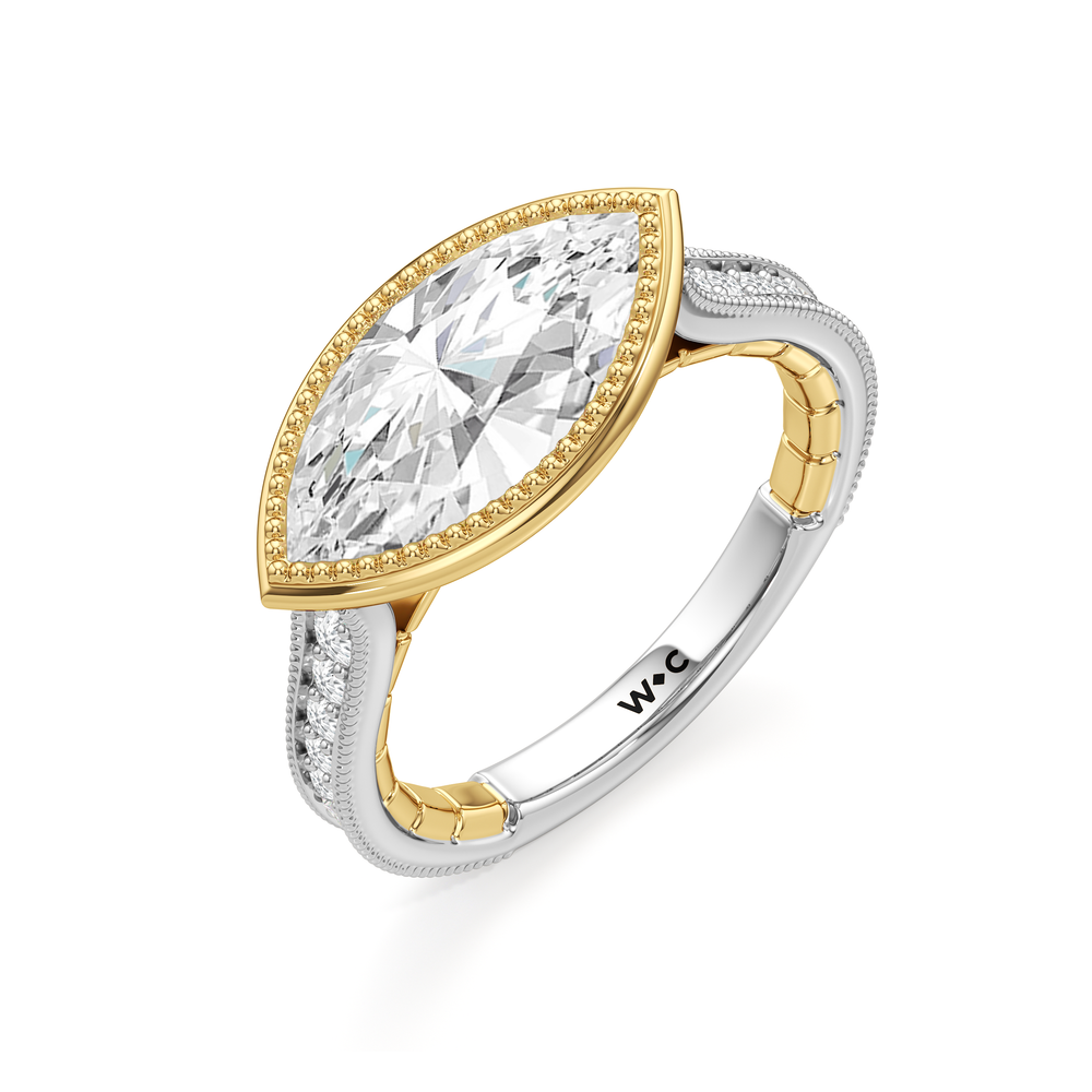 West Marquise Cut The Garland Ring with Lab Grown Diamond in 14KT White & Yellow Gold view 6
