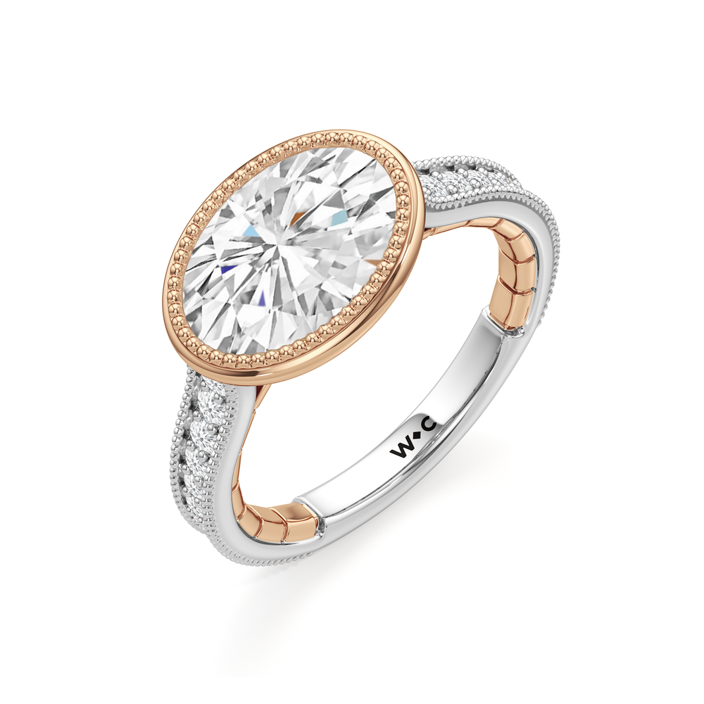 West Oval Cut The Garland Ring with Lab Grown Diamond in 14KT White & Rose Gold view 6
