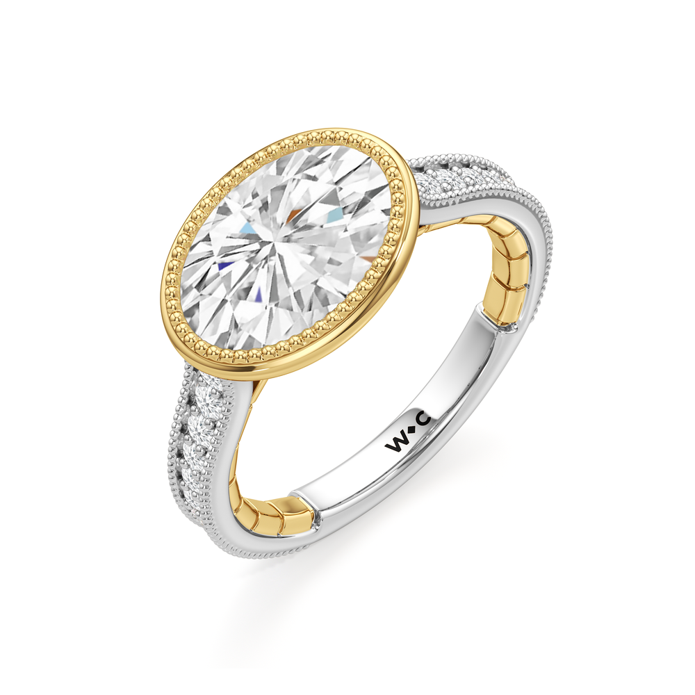 West Oval Cut The Garland Ring with Lab Grown Diamond in 14KT White & Yellow Gold view 6
