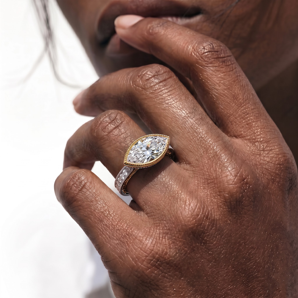 West Oval Cut The Garland Ring with Lab Grown Diamond in 14KT White & Rose Gold view 4
