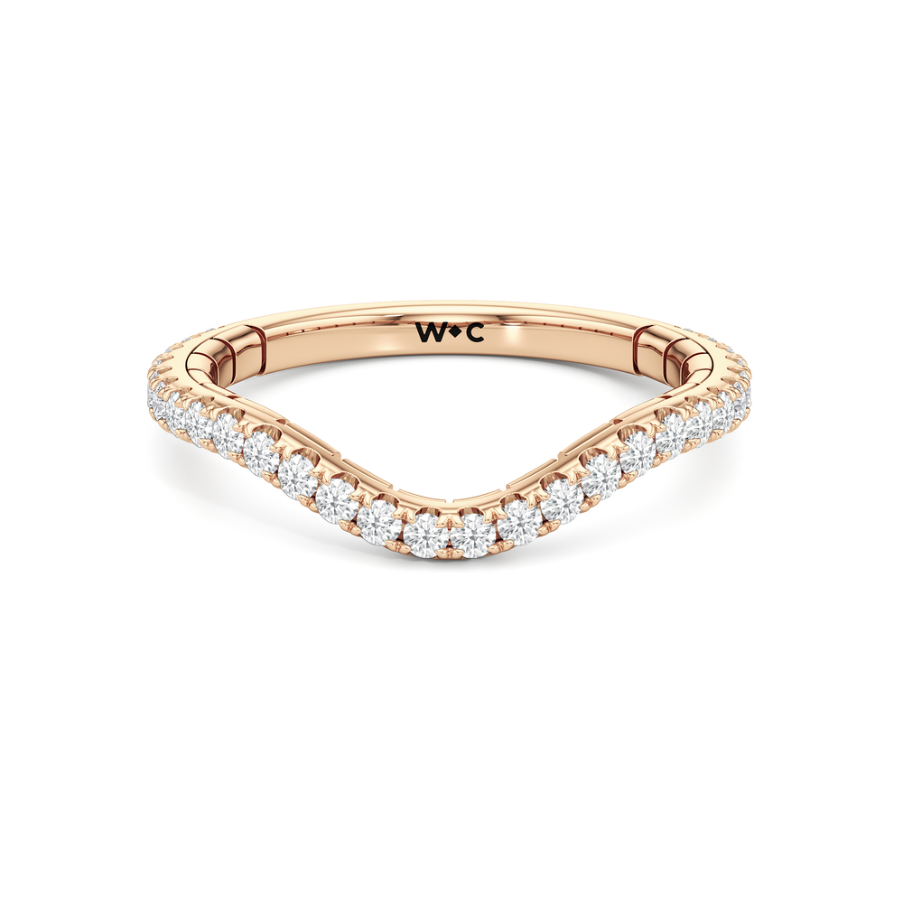 The Mercer Trapezoid Three Stone Diamond Wedding Band with 18KT Rose Gold Cut Diamond in 14KT Rose Gold view 1
