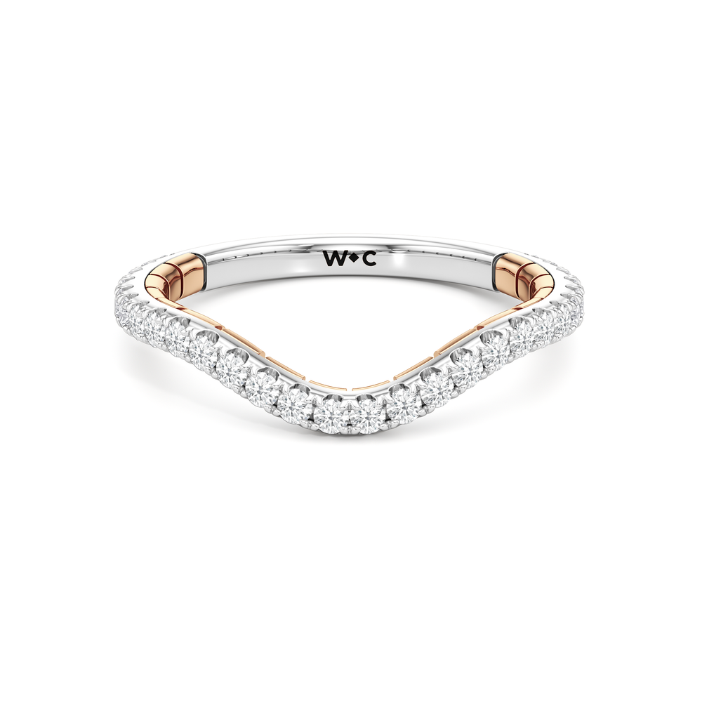 The Mercer Trapezoid Three Stone Diamond Wedding Band with 18KT White & Rose Gold Cut Diamond in 14KT White & Rose Gold view 1
