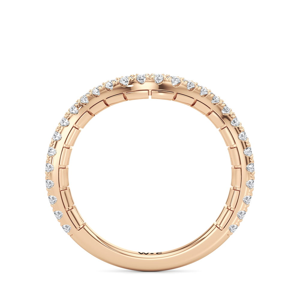The Mercer Trapezoid Three Stone Diamond Wedding Band with 18KT Rose Gold Cut Diamond in 14KT Rose Gold view 4

