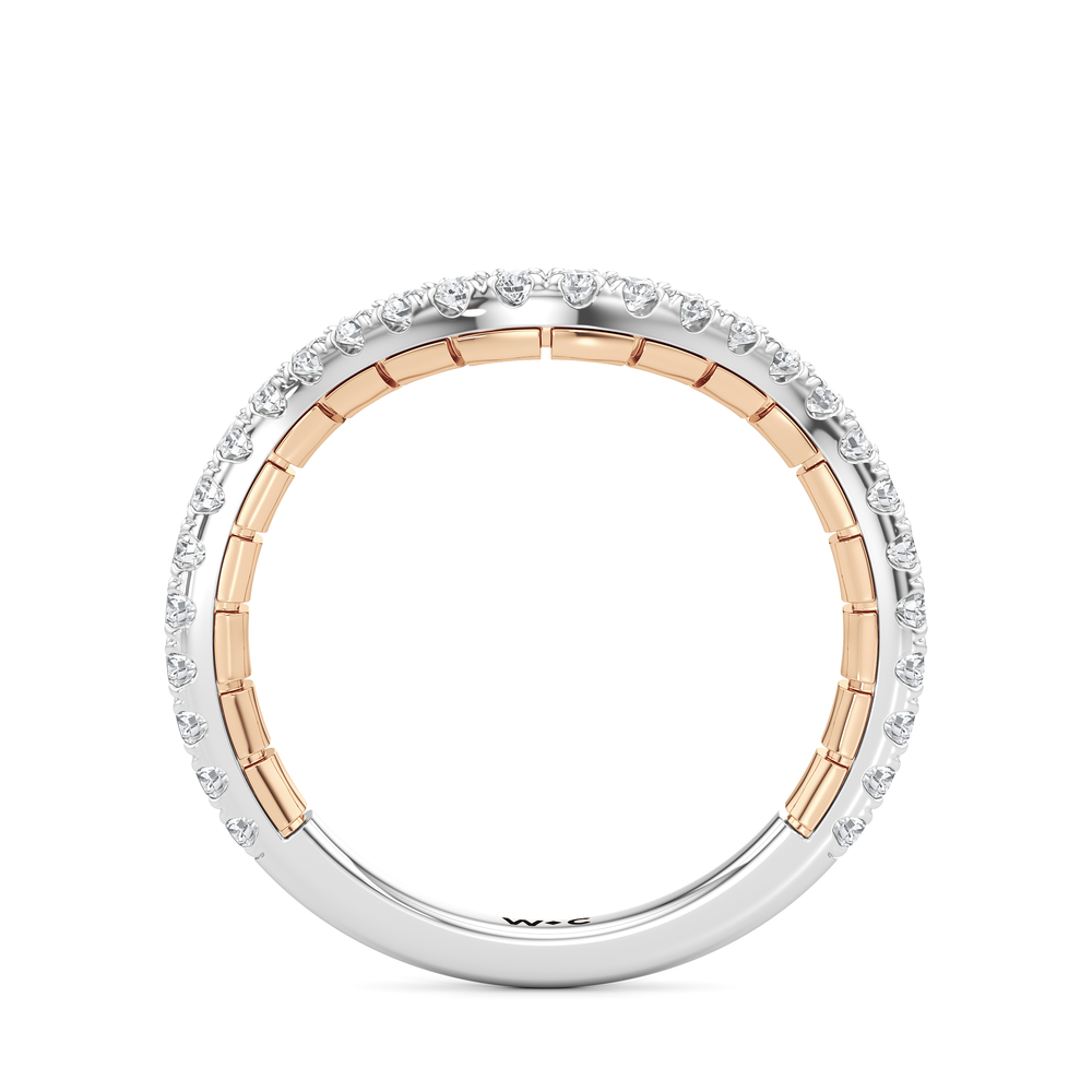 The Mercer Trapezoid Three Stone Diamond Wedding Band with 18KT White & Rose Gold Cut Diamond in 14KT White & Rose Gold view 4
