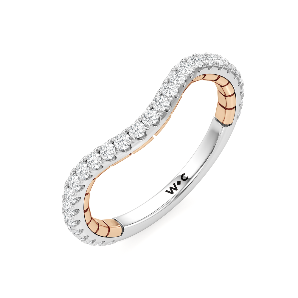 The Mercer Trapezoid Three Stone Diamond Wedding Band with 18KT White & Rose Gold Cut Diamond in 14KT White & Rose Gold view 5
