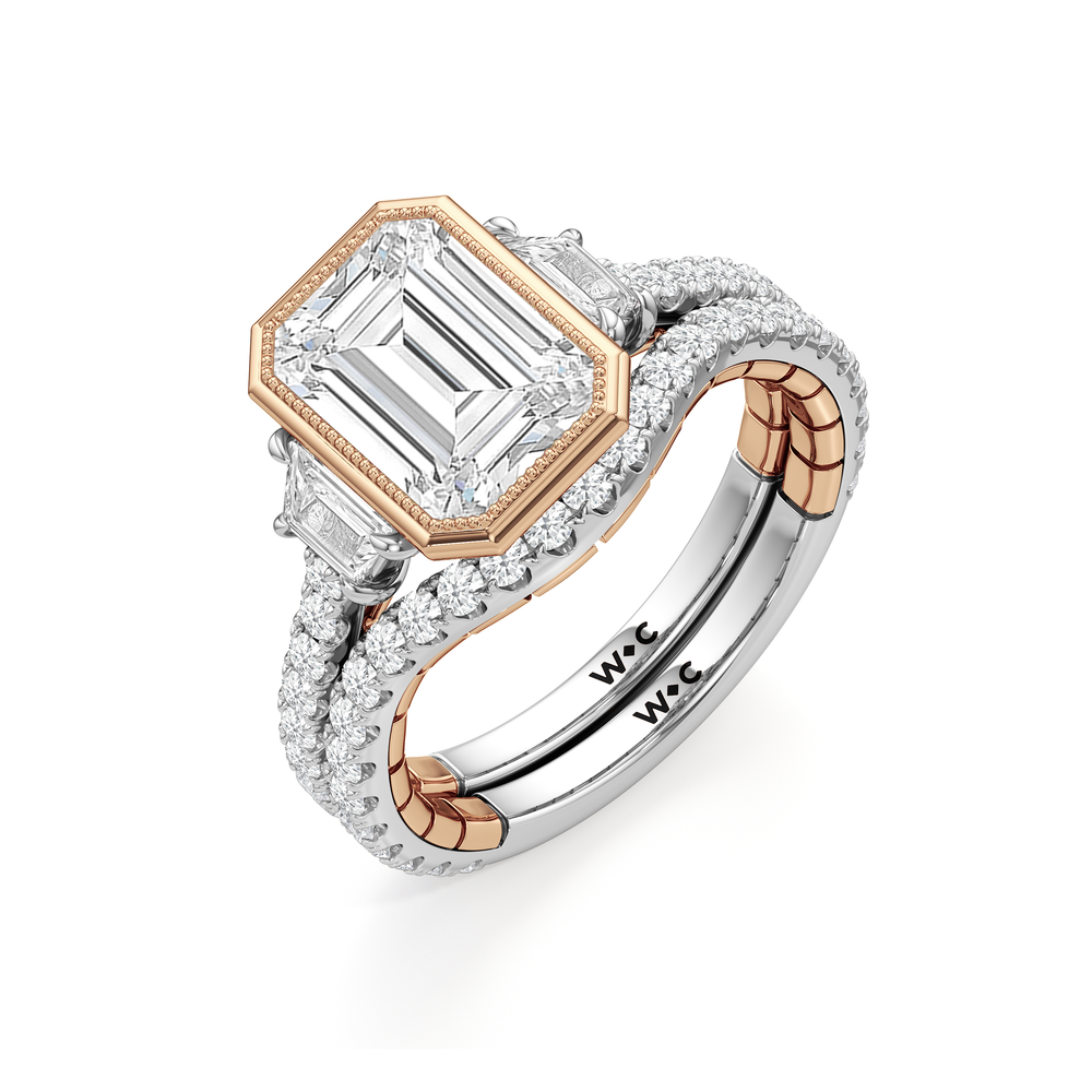 Oval Cut The Rosette Ring with Lab Grown Diamond in 14KT White & Rose Gold view 7
