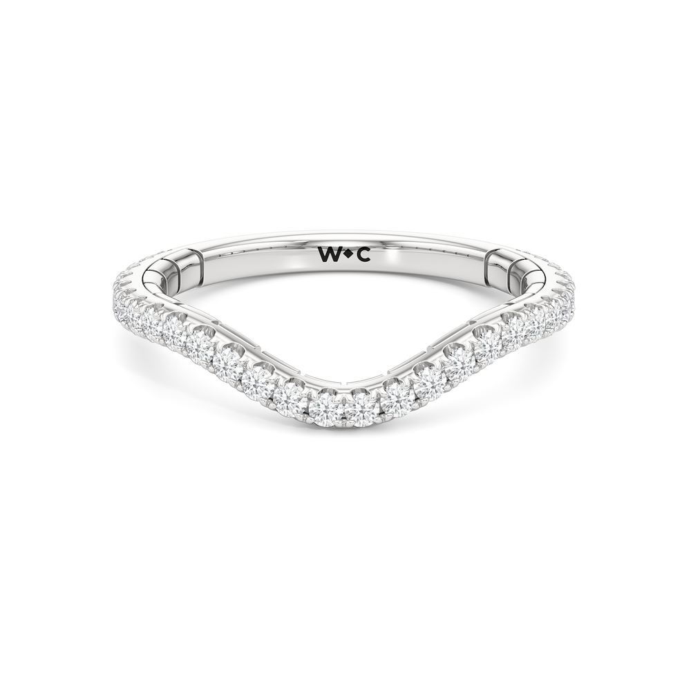 The Mercer Trapezoid Three Stone Diamond Wedding Band with Platinum Cut Diamond in 14KT Platinum view 1
