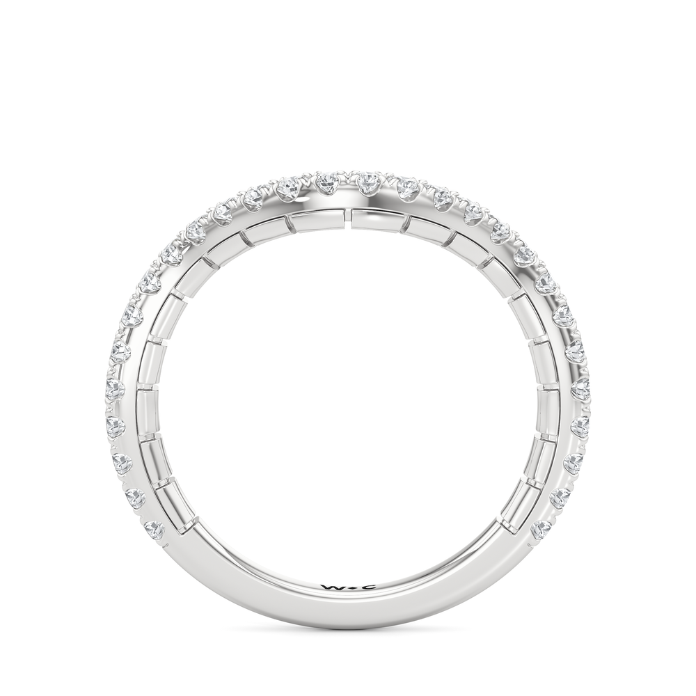 The Mercer Trapezoid Three Stone Diamond Wedding Band with Platinum Cut Diamond in 14KT Platinum view 4

