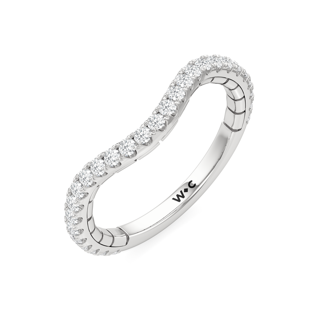 The Mercer Trapezoid Three Stone Diamond Wedding Band with Platinum Cut Diamond in 14KT Platinum view 5
