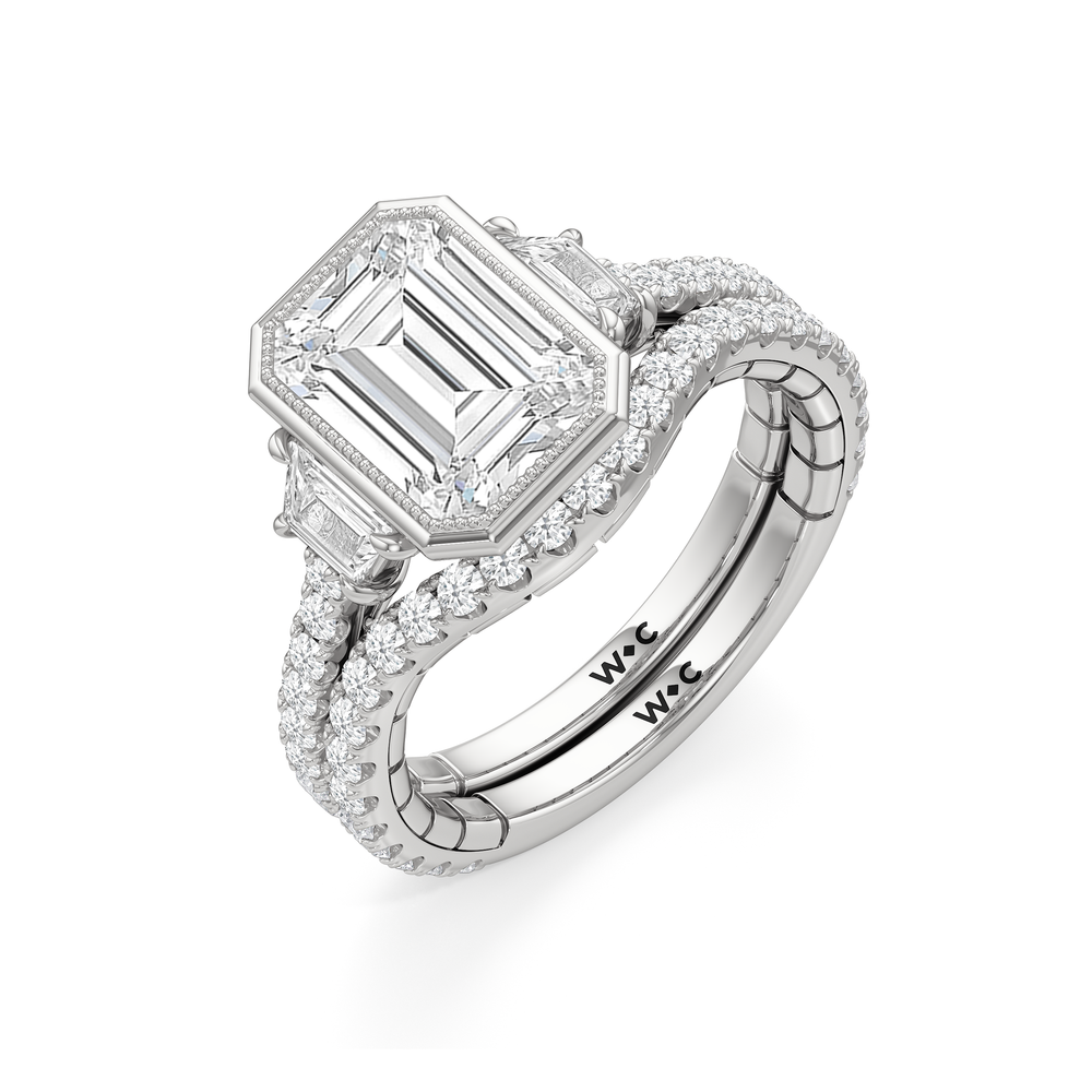 Radiant Cut The Rosette Ring with Lab Grown Diamond in 14KT Platinum view 7
