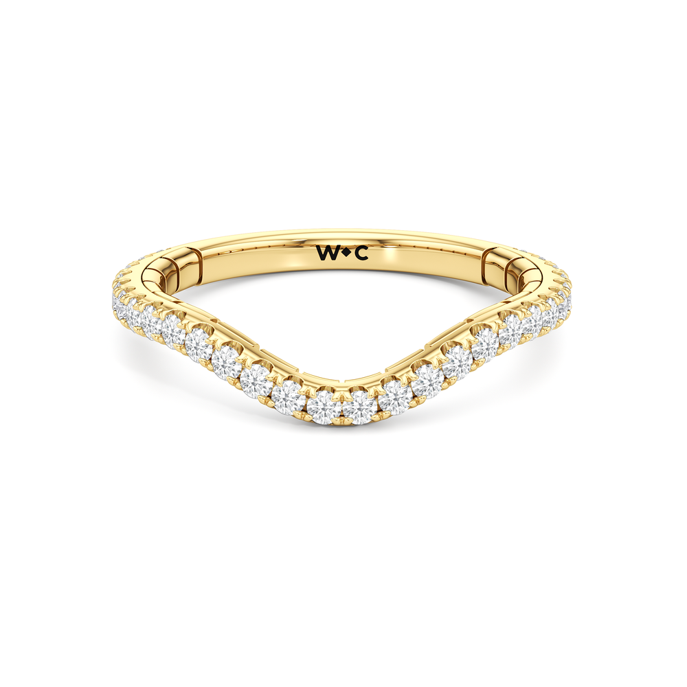 The Mercer Trapezoid Three Stone Diamond Wedding Band with 18KT Yellow Gold Cut Diamond in 14KT Yellow Gold view 1
