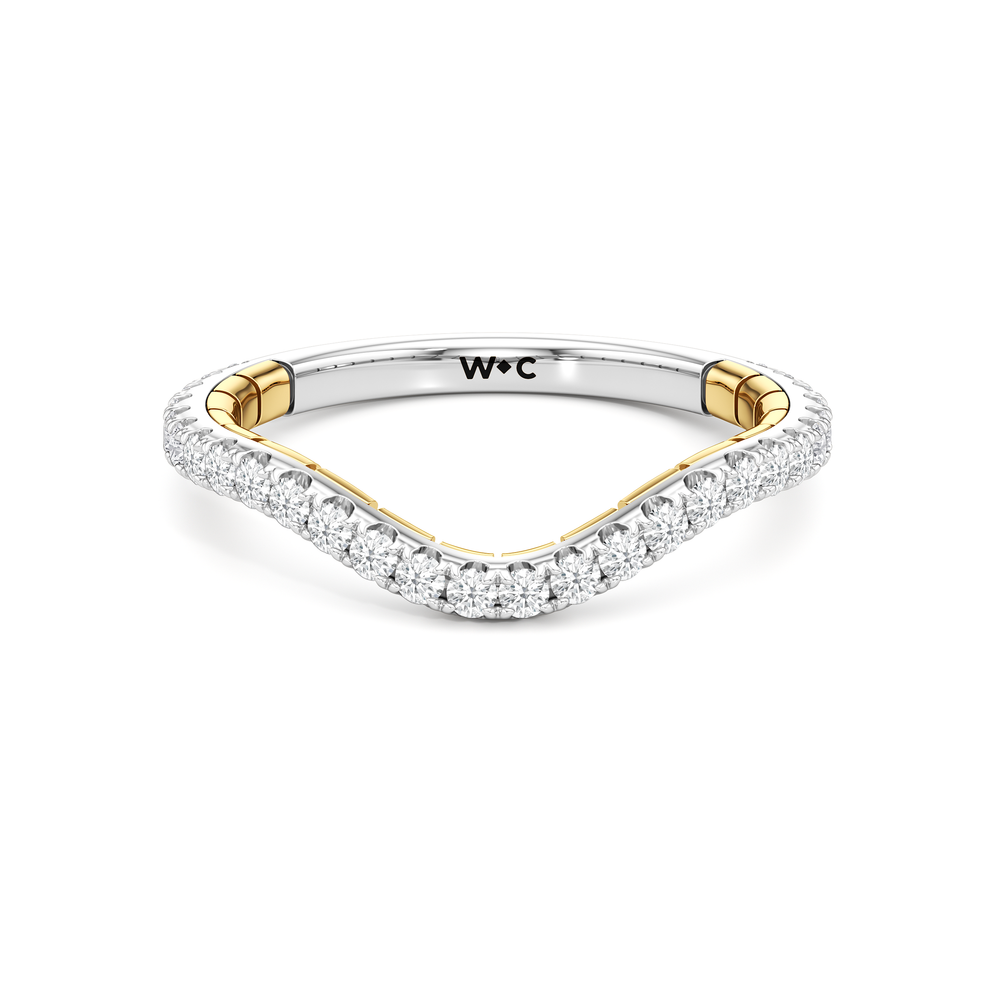 The Mercer Trapezoid Three Stone Diamond Wedding Band with 18KT White & Yellow Gold Cut Diamond in 14KT White & Yellow Gold view 1
