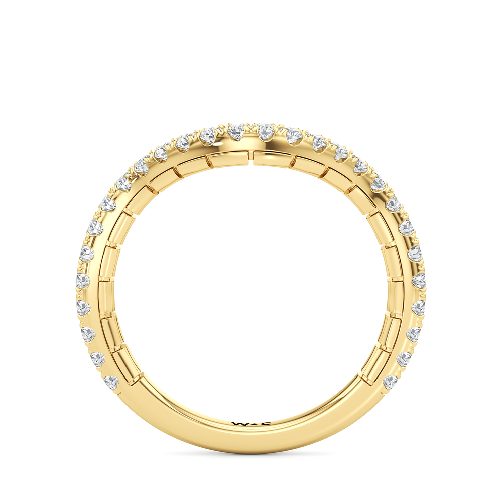 The Mercer Trapezoid Three Stone Diamond Wedding Band with 18KT Yellow Gold Cut Diamond in 14KT Yellow Gold view 4
