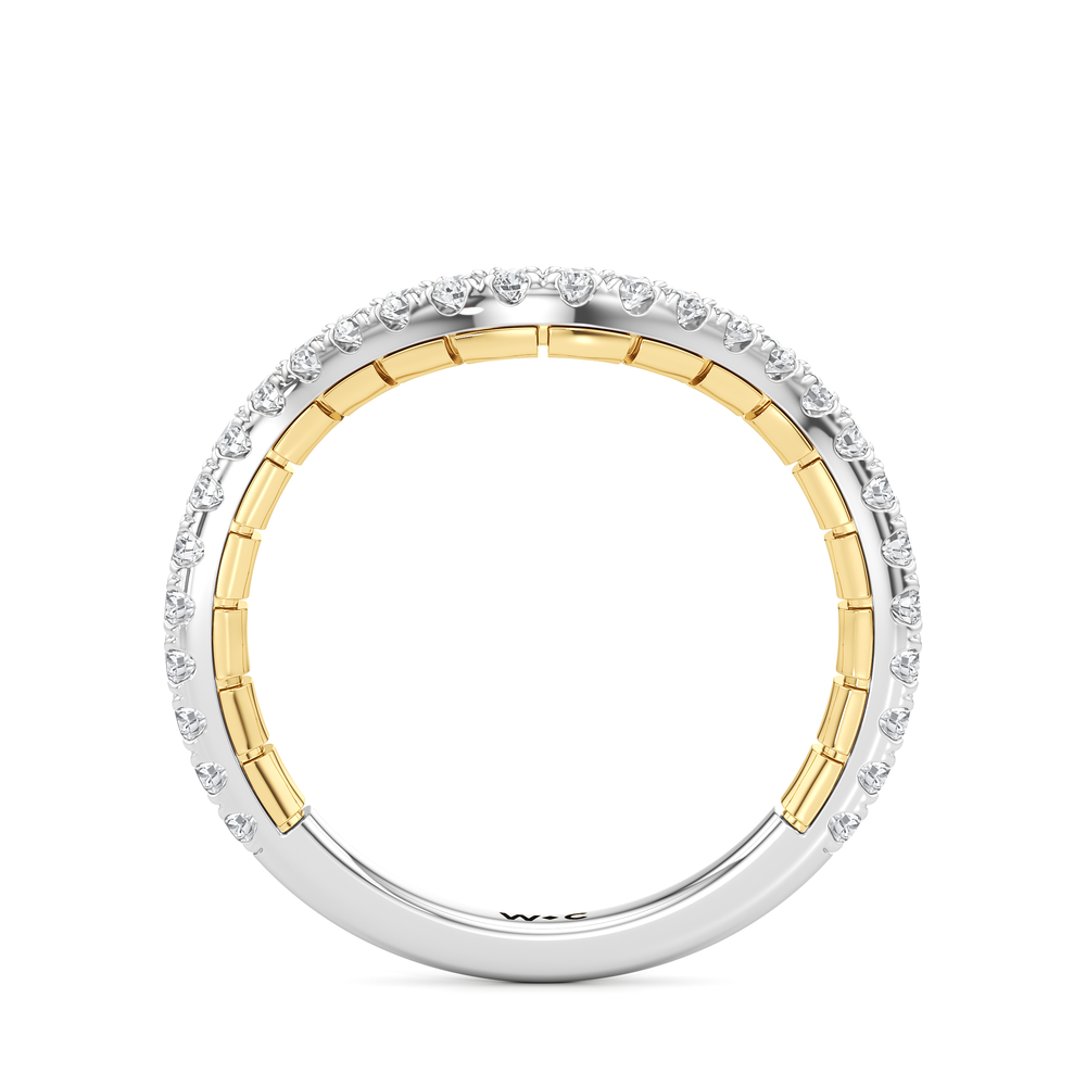 The Mercer Trapezoid Three Stone Diamond Wedding Band with 18KT White & Yellow Gold Cut Diamond in 14KT White & Yellow Gold view 4

