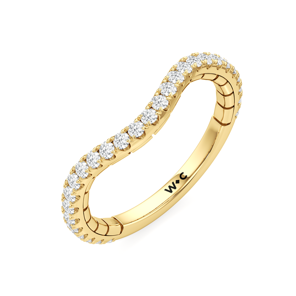 The Mercer Trapezoid Three Stone Diamond Wedding Band with 18KT Yellow Gold Cut Diamond in 14KT Yellow Gold view 5
