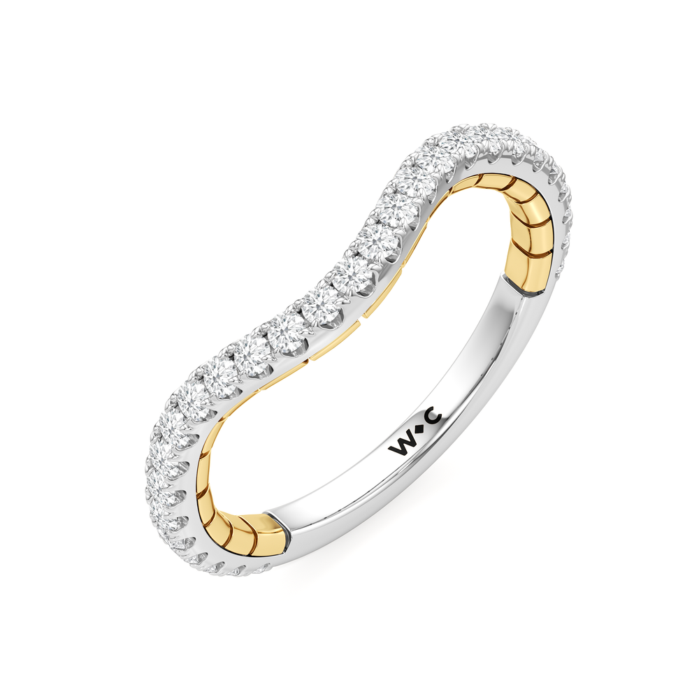 The Mercer Trapezoid Three Stone Diamond Wedding Band with 18KT White & Yellow Gold Cut Diamond in 14KT White & Yellow Gold view 5
