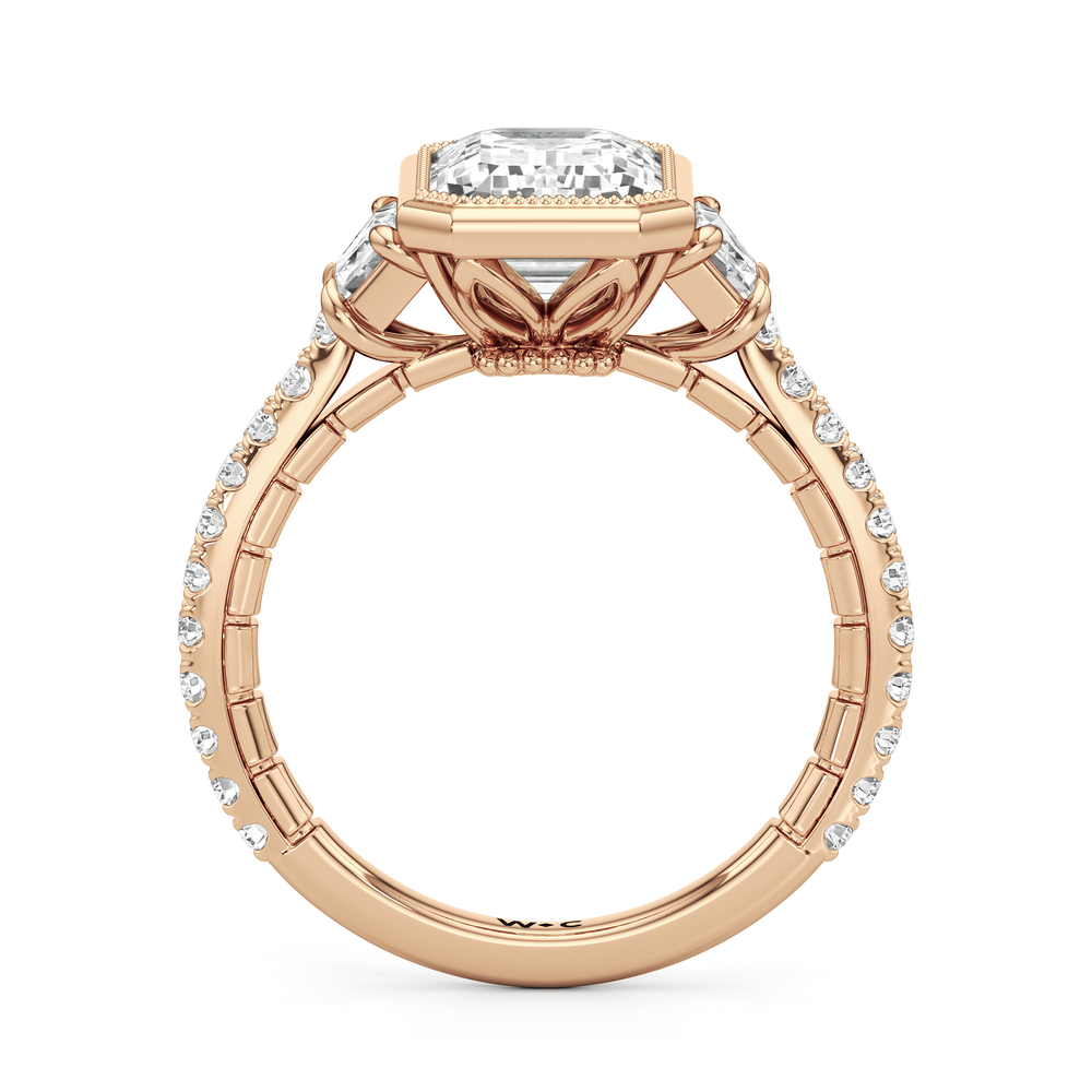 Emerald Cut The Rosette Ring with Lab Grown Diamond in 14KT Rose Gold view 5

