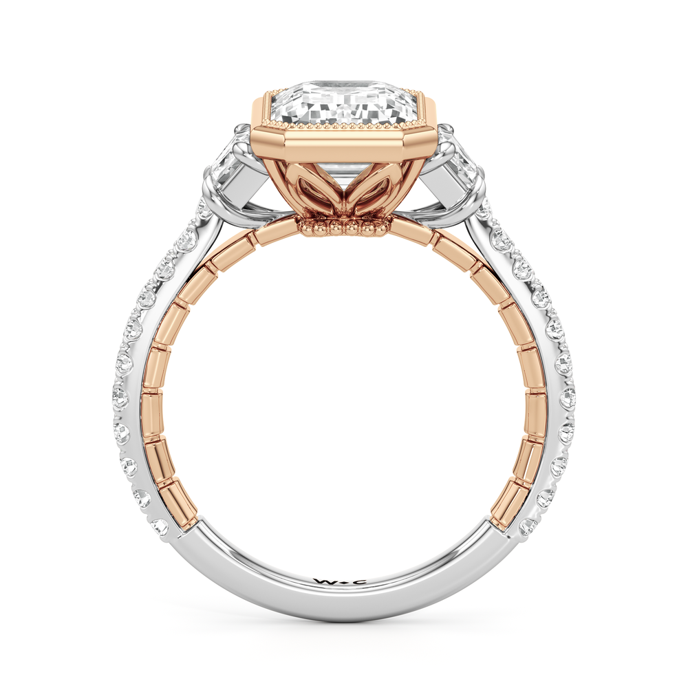 Emerald Cut The Rosette Ring with Lab Grown Diamond in 14KT White & Rose Gold view 5
