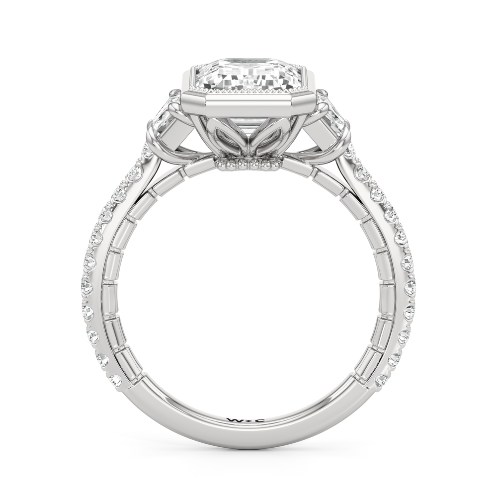 Emerald Cut The Rosette Ring with Lab Grown Diamond in 14KT Platinum view 5
