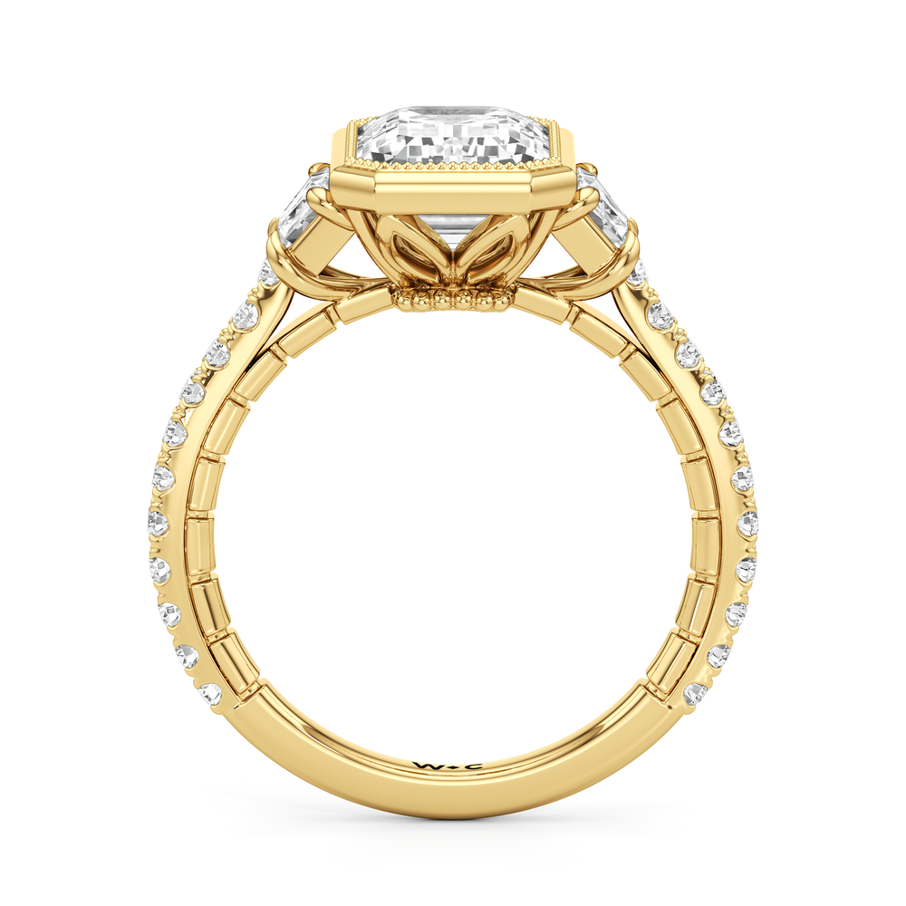 Emerald Cut The Rosette Ring with Lab Grown Diamond in 14KT Yellow Gold view 5
