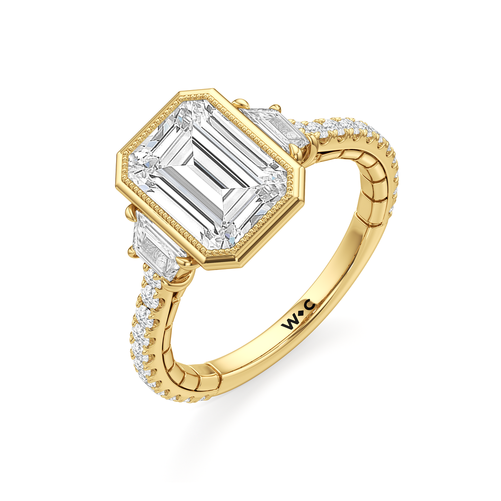 Emerald Cut The Rosette Ring with Lab Grown Diamond in 14KT Yellow Gold view 6
