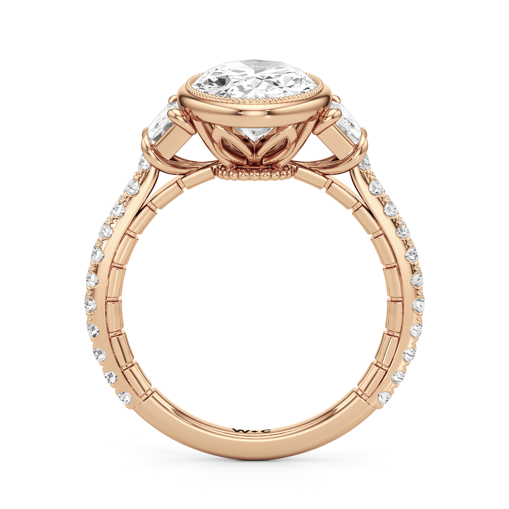 Oval Cut The Rosette Ring with Lab Grown Diamond in 14KT Rose Gold view 5
