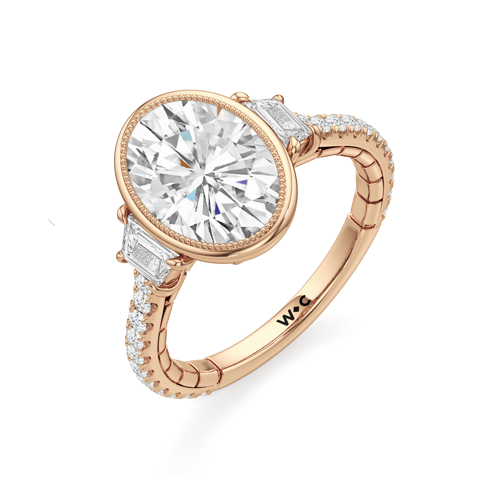 Oval Cut The Rosette Ring with Lab Grown Diamond in 14KT Rose Gold view 6
