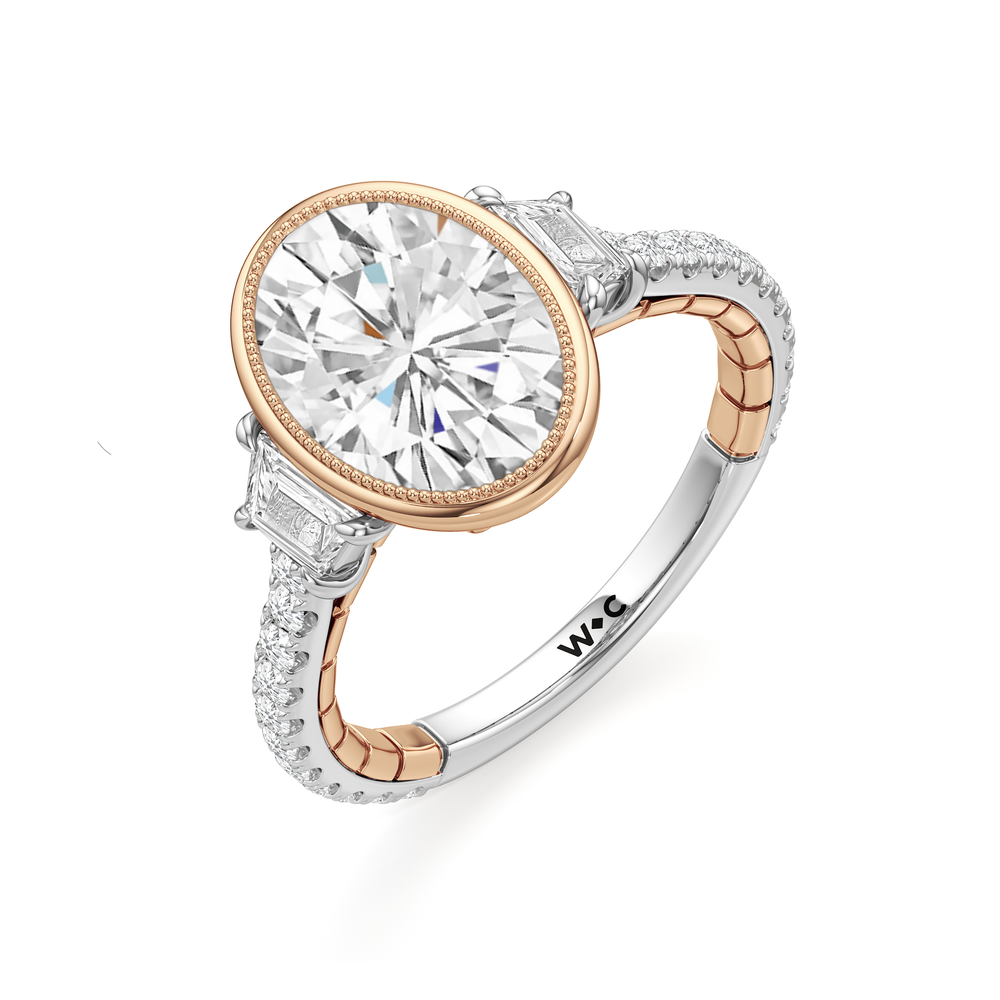 Oval Cut The Rosette Ring with Lab Grown Diamond in 14KT White & Rose Gold view 6
