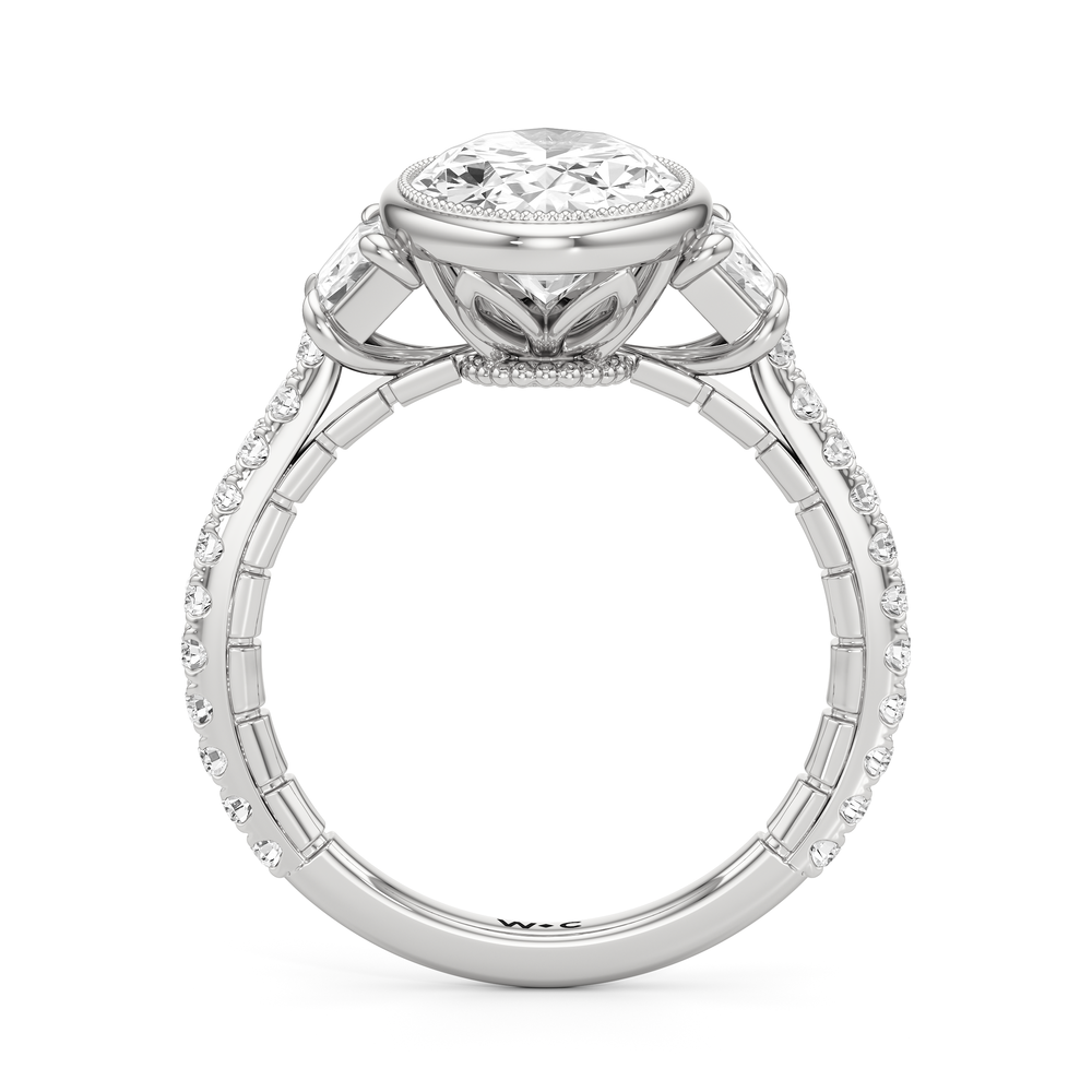 Oval Cut The Rosette Ring with Lab Grown Diamond in 14KT Platinum view 5
