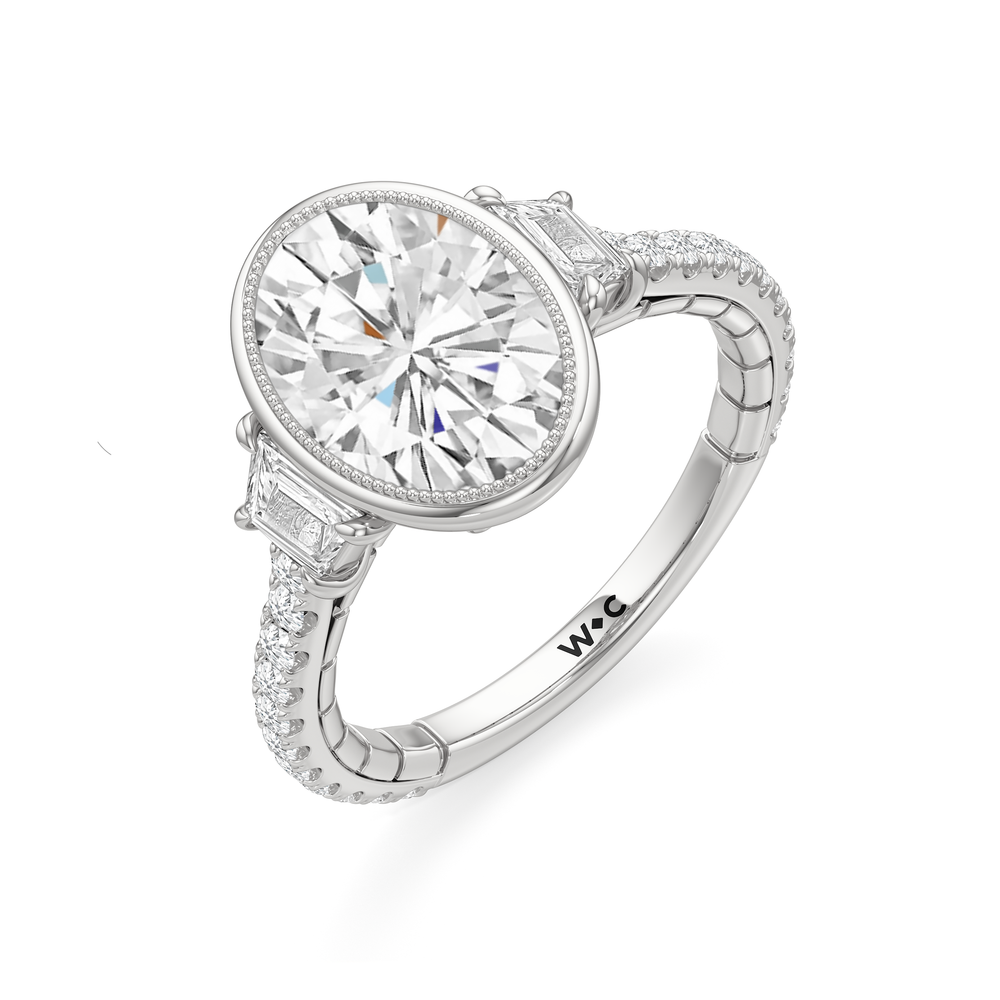 Oval Cut The Rosette Ring with Lab Grown Diamond in 14KT Platinum view 6
