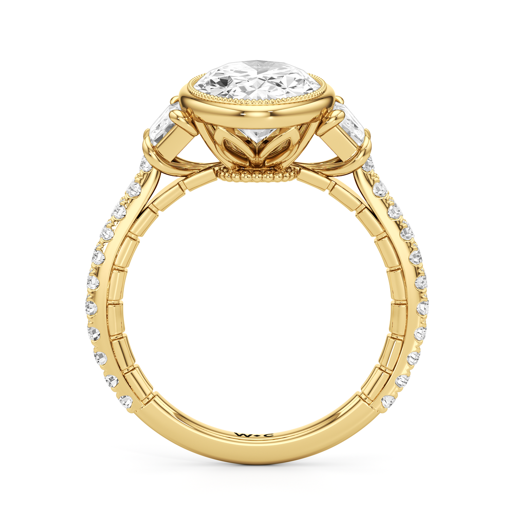 Oval Cut The Rosette Ring with Lab Grown Diamond in 14KT Yellow Gold view 5
