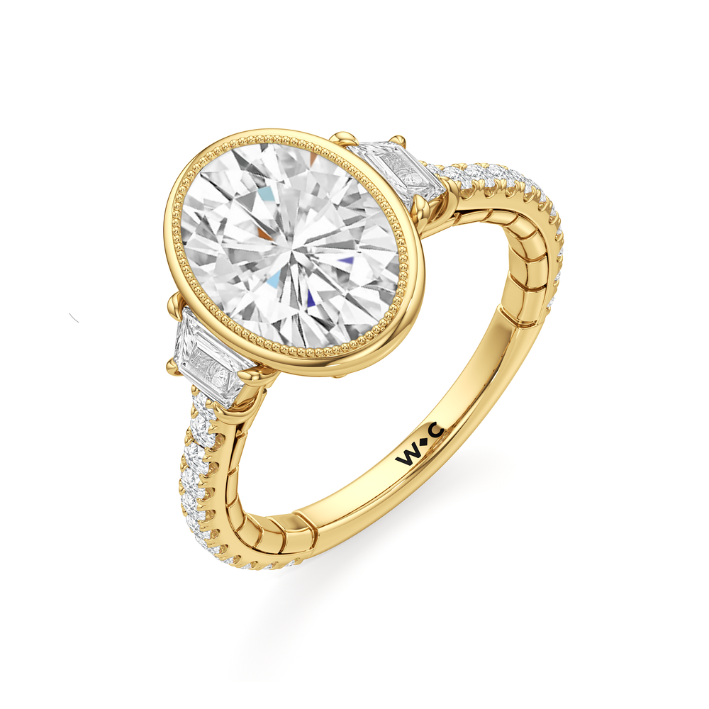 Oval Cut The Rosette Ring with Lab Grown Diamond in 14KT Yellow Gold view 6
