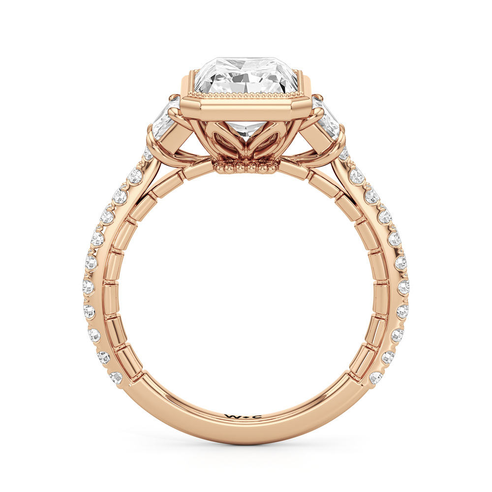 Radiant Cut The Rosette Ring with Lab Grown Diamond in 14KT Rose Gold view 5
