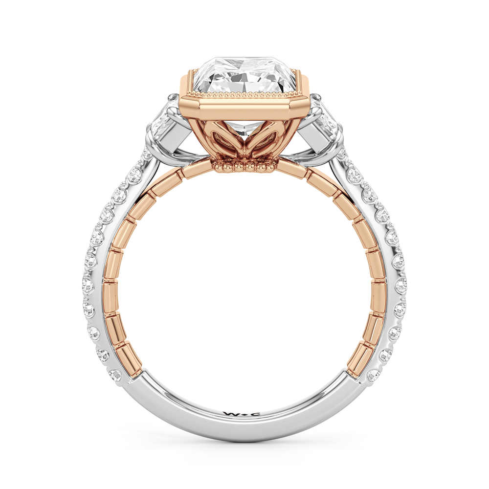 Radiant Cut The Rosette Ring with Lab Grown Diamond in 14KT White & Rose Gold view 5
