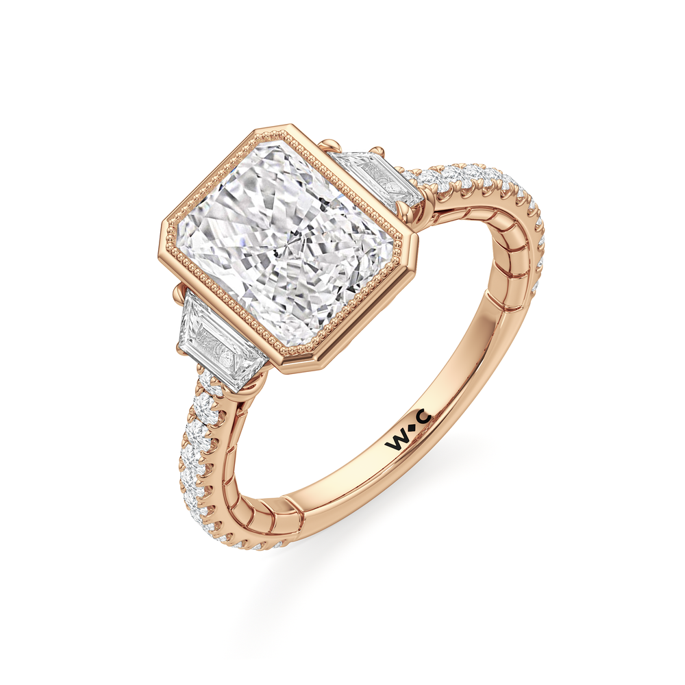 Radiant Cut The Rosette Ring with Lab Grown Diamond in 14KT Rose Gold view 6
