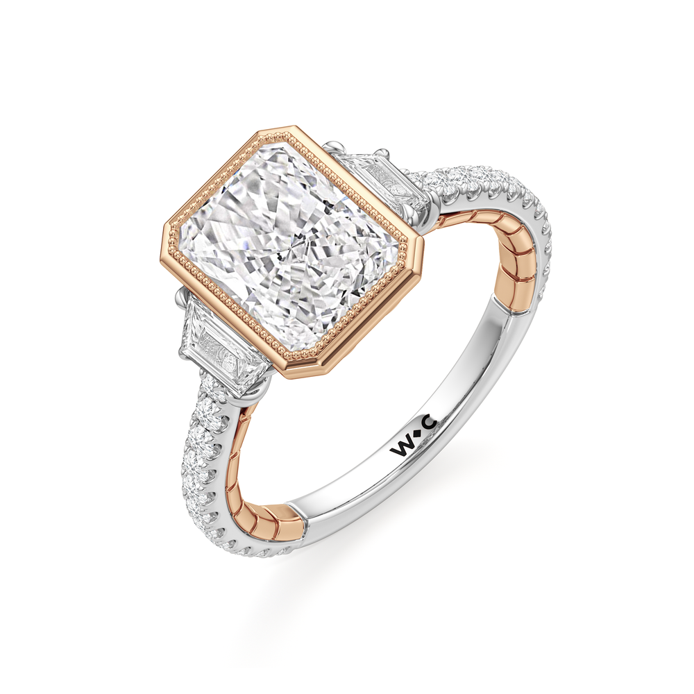 Radiant Cut The Rosette Ring with Lab Grown Diamond in 14KT White & Rose Gold view 6
