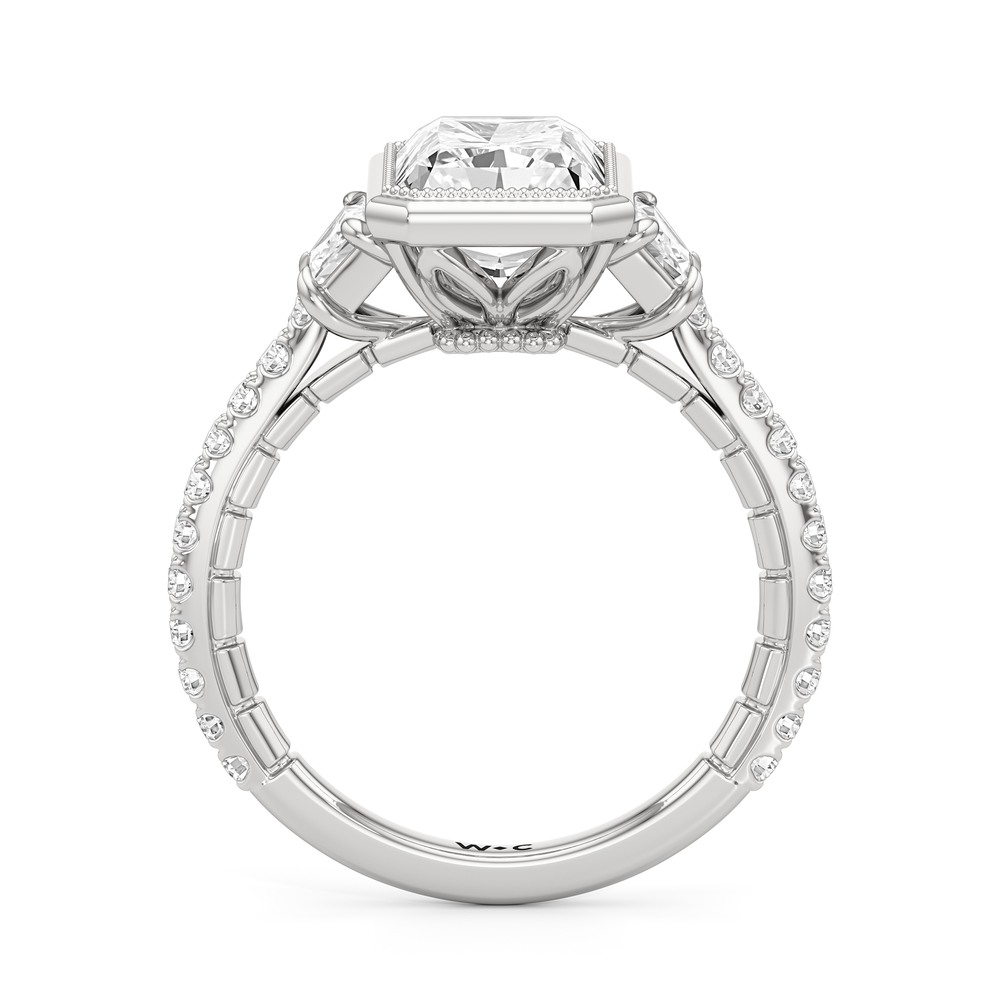 Radiant Cut The Rosette Ring with Lab Grown Diamond in 14KT Platinum view 5
