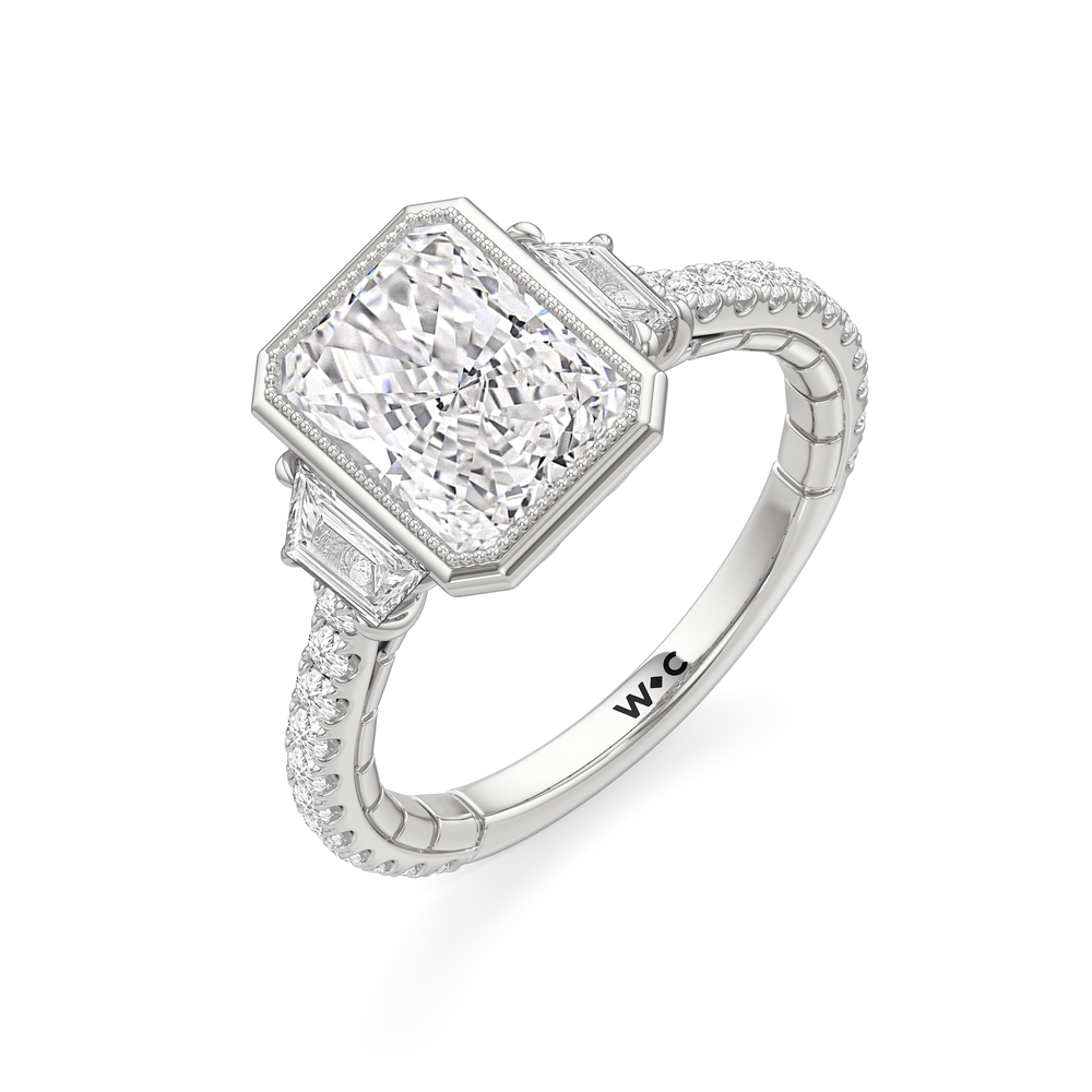 Radiant Cut The Rosette Ring with Lab Grown Diamond in 14KT Platinum view 6
