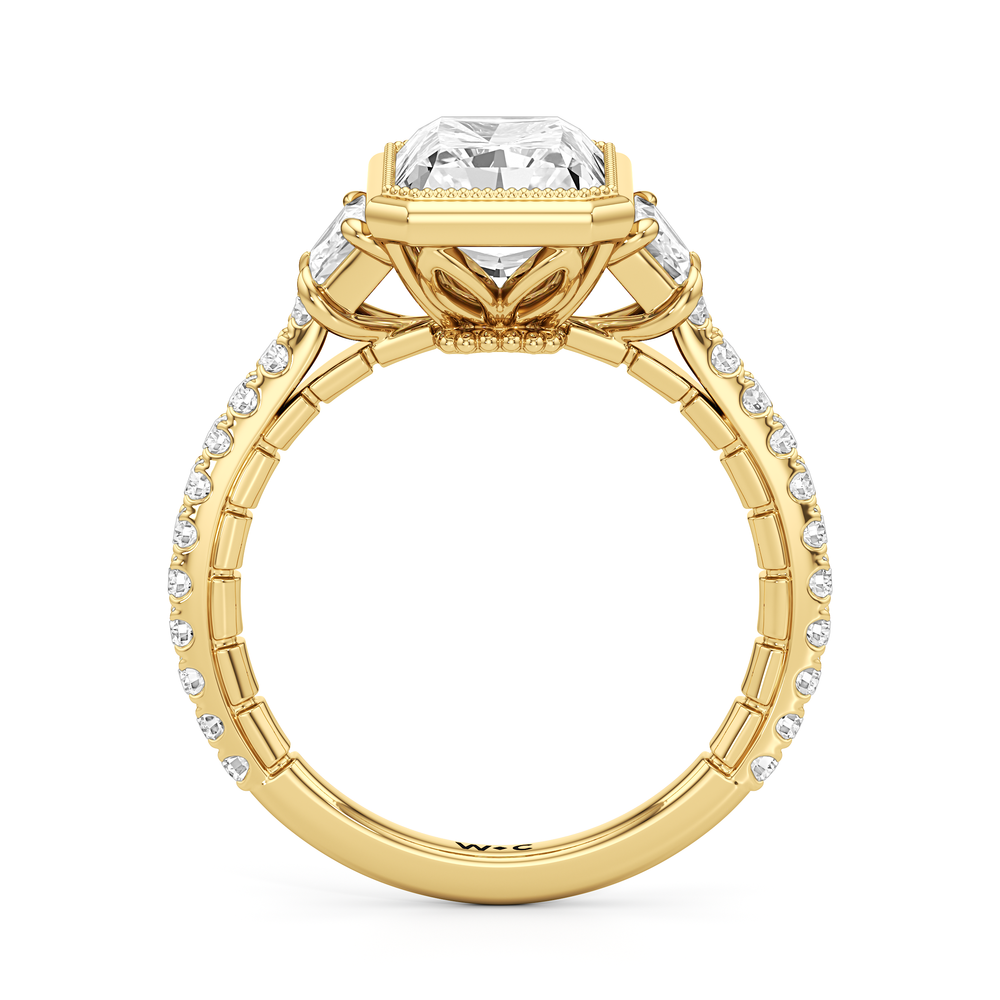Radiant Cut The Rosette Ring with Lab Grown Diamond in 14KT Yellow Gold view 5
